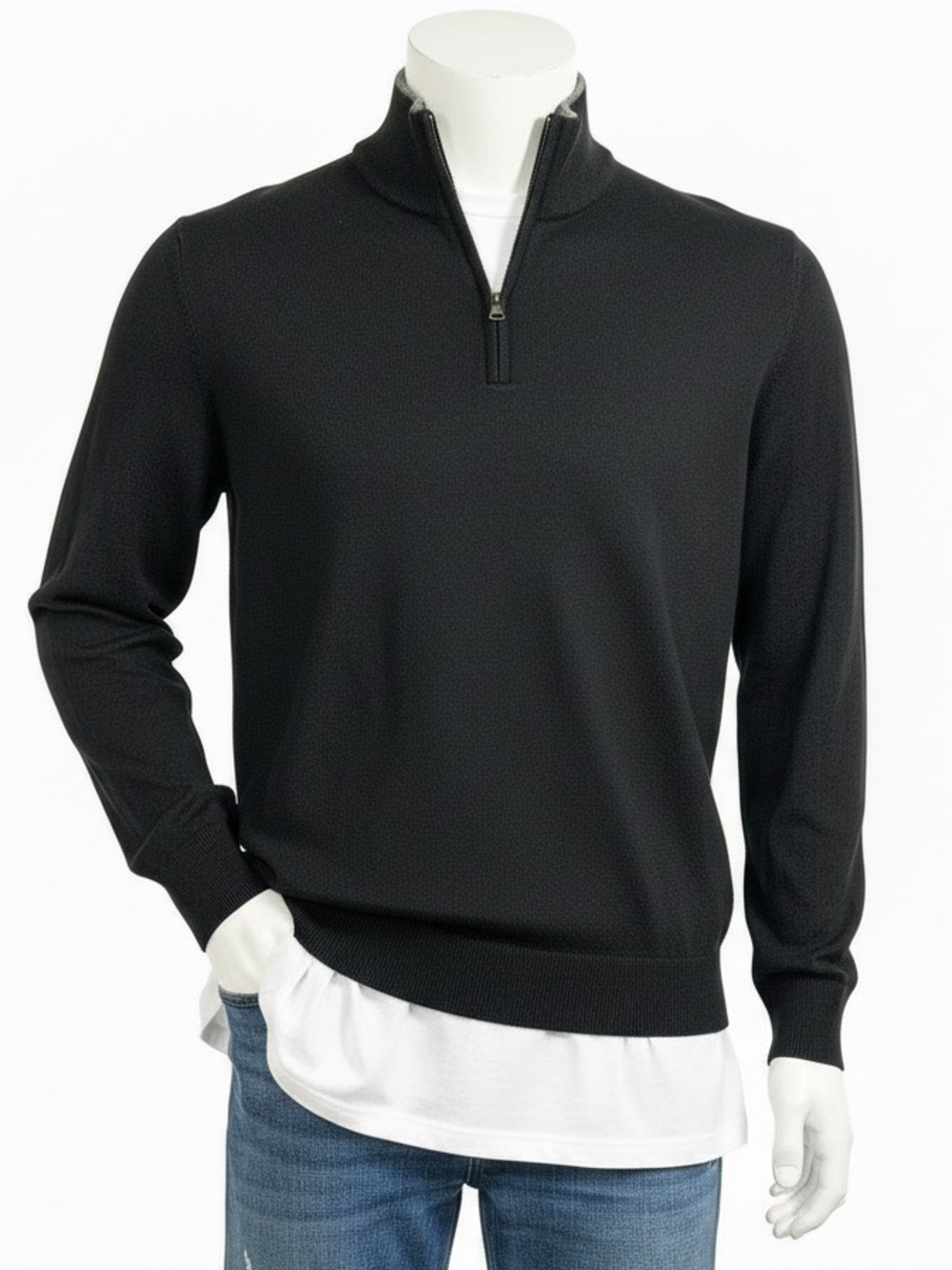 Banana Republic Mens Medium 100% Italian  Merino Wool Quarter Zip Sweater Office